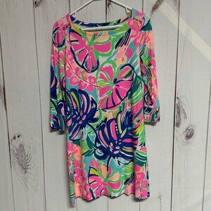 Lilly Pulitzer Sophie Dress Exotic Garden M EUC UPF 50 3/4 Sleeve